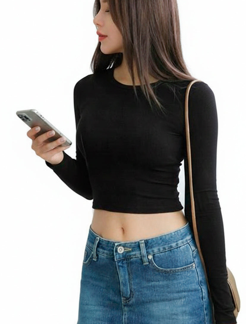 Polera Crop Manga Larga