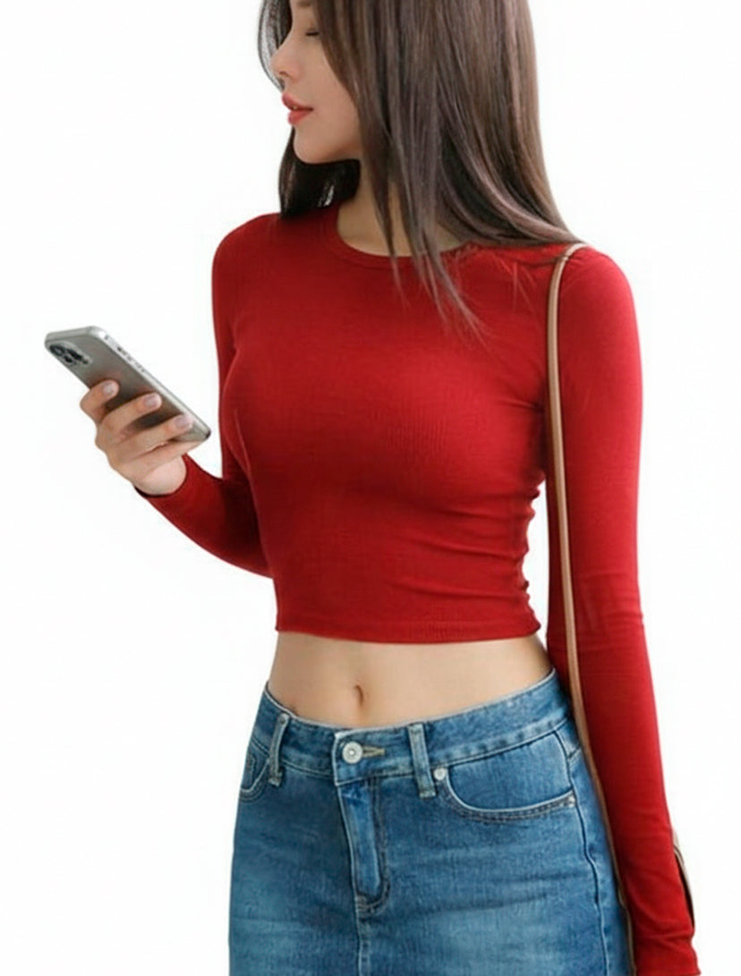 Polera Crop Manga Larga