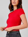 Crop Top Básico Ajustado Manga Corta